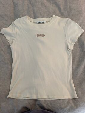 Madhappy Embroidered Rib Baby Doll Tee in Vanilla
